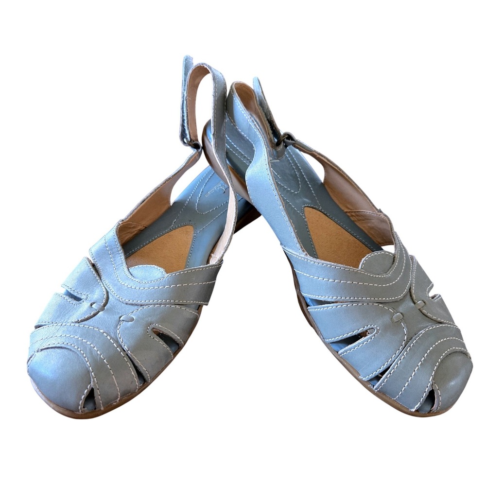 Natural Soul by Naturalizer Cayenne Blue Leather Slingback Sandals Womens 9M